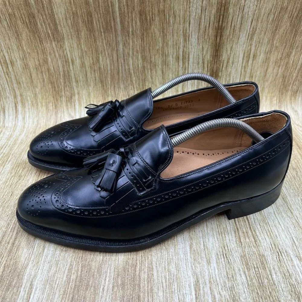 Johnston & Murphy Tassel Loafer Men's Size 10.5 D Black Wingtip Kiltie 24-93310